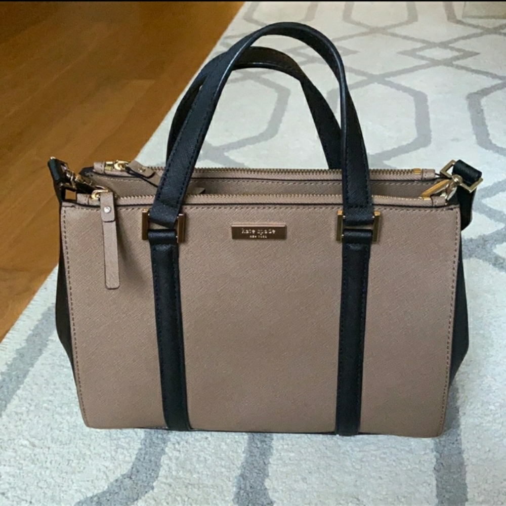 Tan and black purse